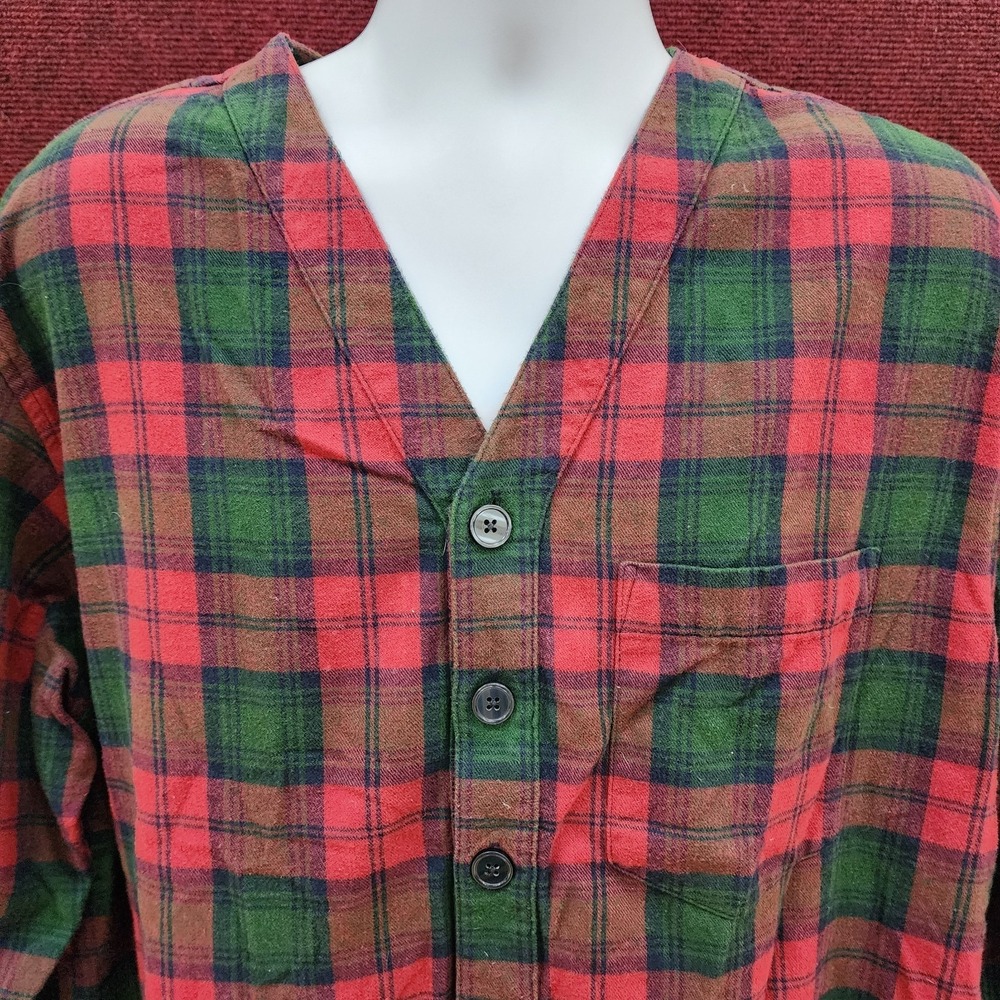 Vintage L.L. Bean Men's Plaid Sleep Shirt Nightgown Large Reg Cotton 1994 - Picture 2 of 5